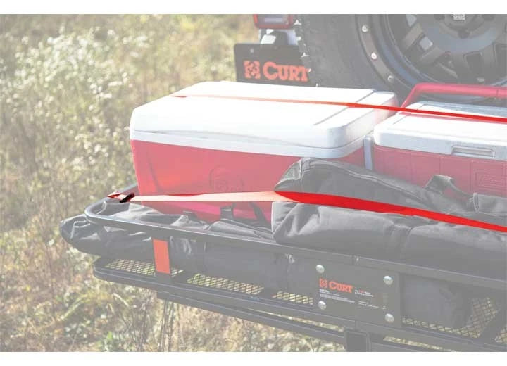 Curt Manufacturing 83001 Ratchet Strap 10 ft x 1 in, 1500/500 lbs, Red with Rubber Coated Hooks (2 Pack)