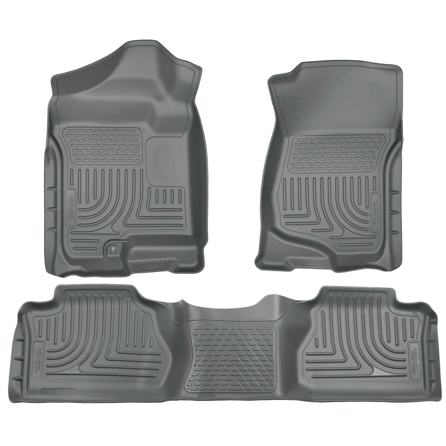 Husky Liner 98212 Front and Second Seat Floor Liners for Chevrolet Silverado and Sierra 1500/2500/3500 (Excluding Manual Shifter) - Gray