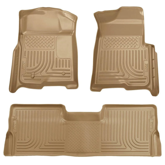 Husky Liners 98333 Weatherbeater Front & Second Row Floor Liners for Ford F-150 Supercrew, Tan