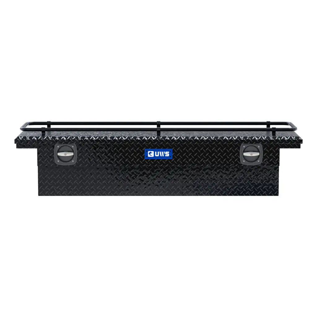 UWS United Welding Services Gloss Black Aluminum 69-Inch Secure Lock Crossover Truck Tool Box with Low Profile Rail