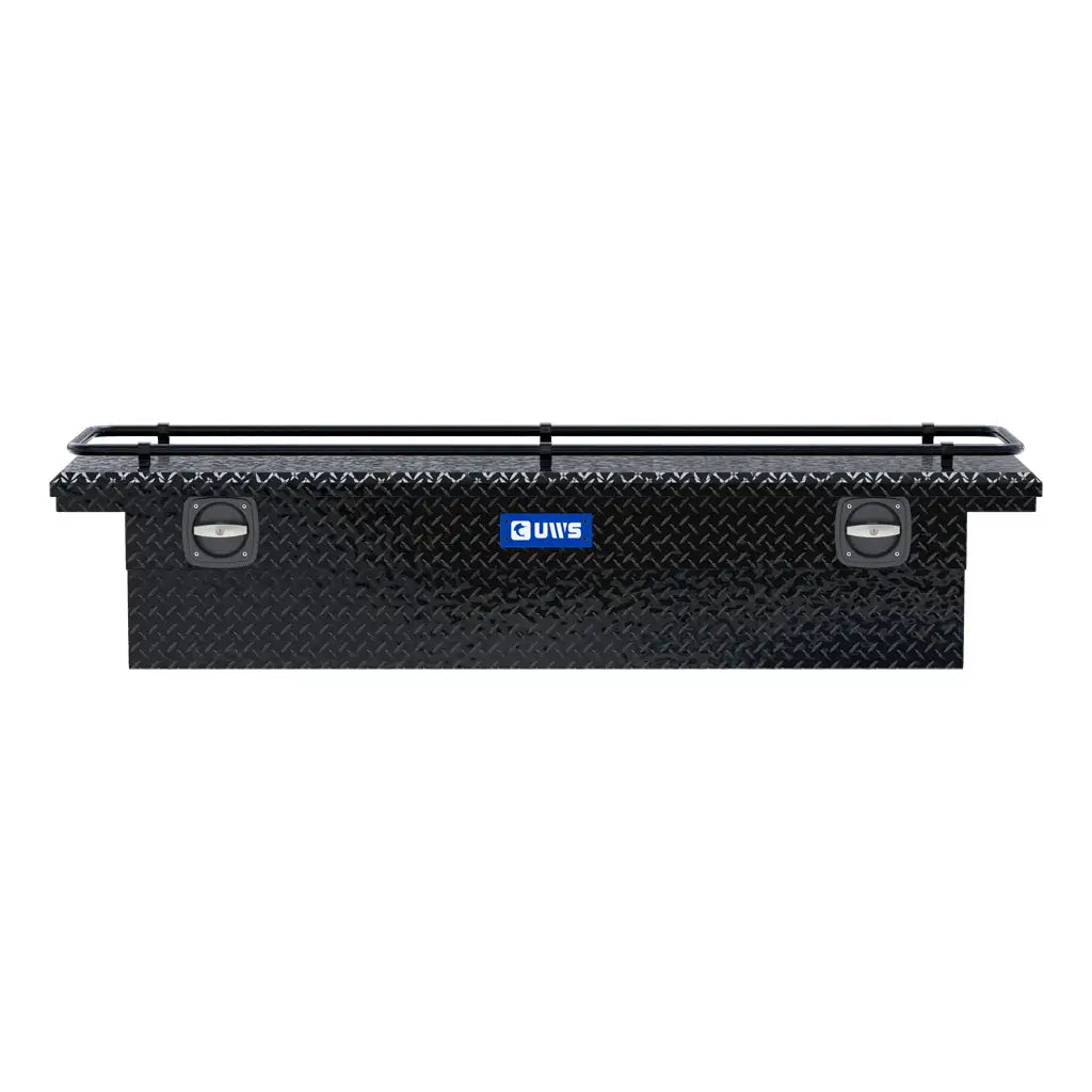 UWS United Welding Services Gloss Black Aluminum 72-Inch Secure Lock Crossover Truck Tool Box with Low Profile Rail - Model SL-72-LP-BLK-R