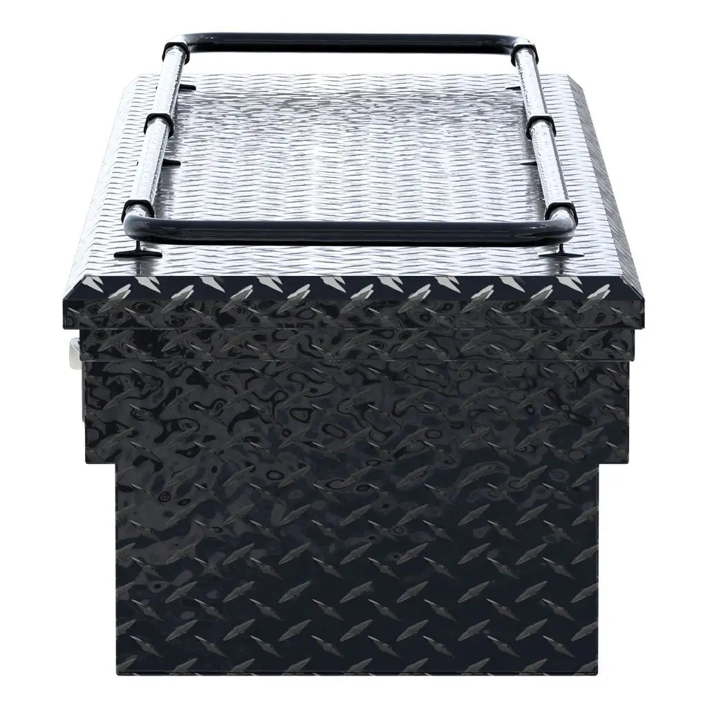 UWS United Welding Services Gloss Black Aluminum 72-Inch Secure Lock Crossover Truck Tool Box with Low Profile Rail - Model SL-72-LP-BLK-R