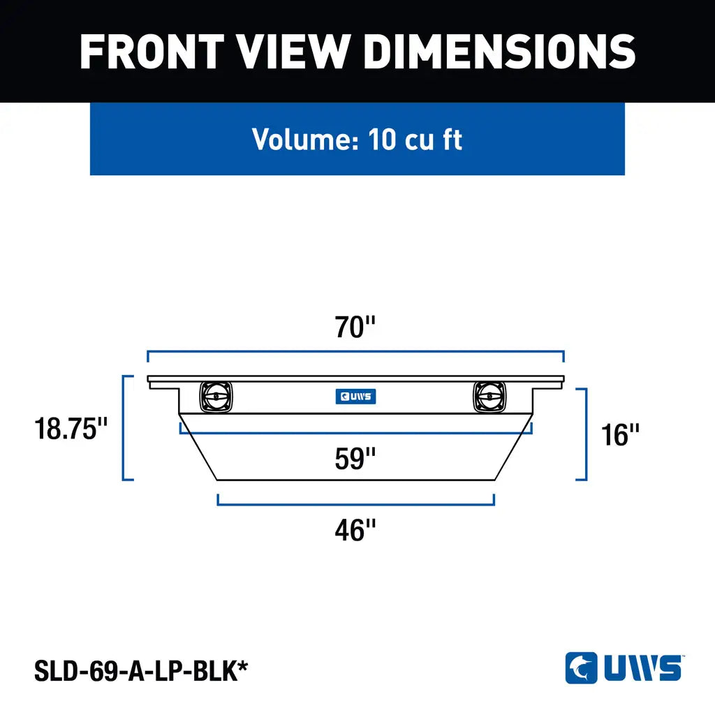 UWS/United Welding Services Gloss Black Aluminum 69-Inch Deep Angled Secure Lock Truck Tool Box