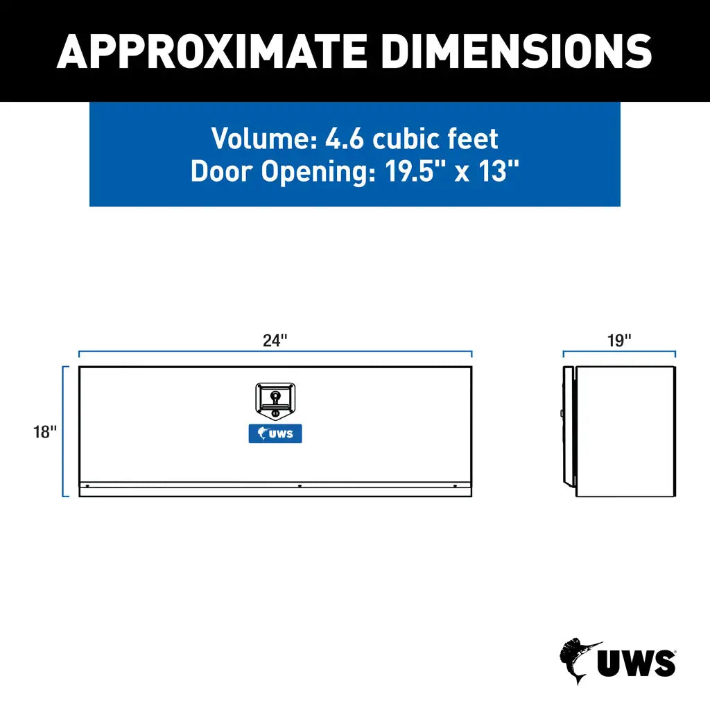 UWS/United Welding Services Matte Black Steel 24 x 18 x 18 Single-Door Underbody Tool Box (Part No. ST-TBUB-24-MB)