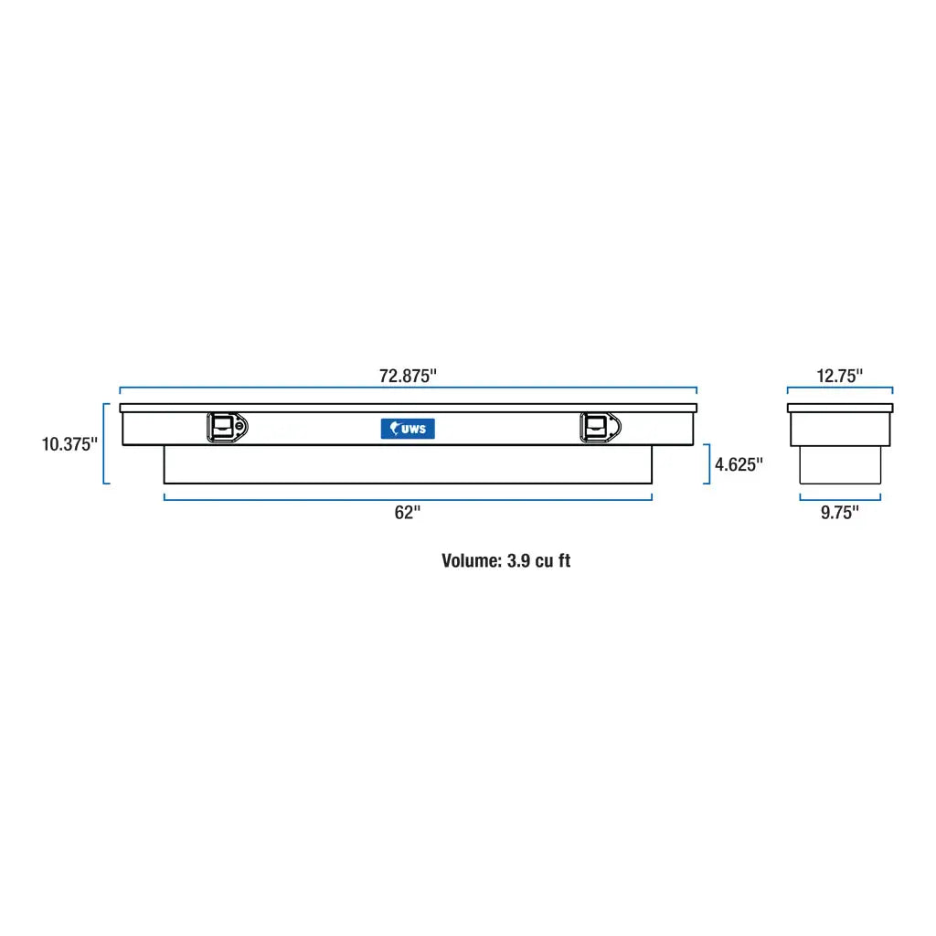 UWS/United Welding Services TBS-72-BLK Black 72-Inch Single Lid Tool Storage Box