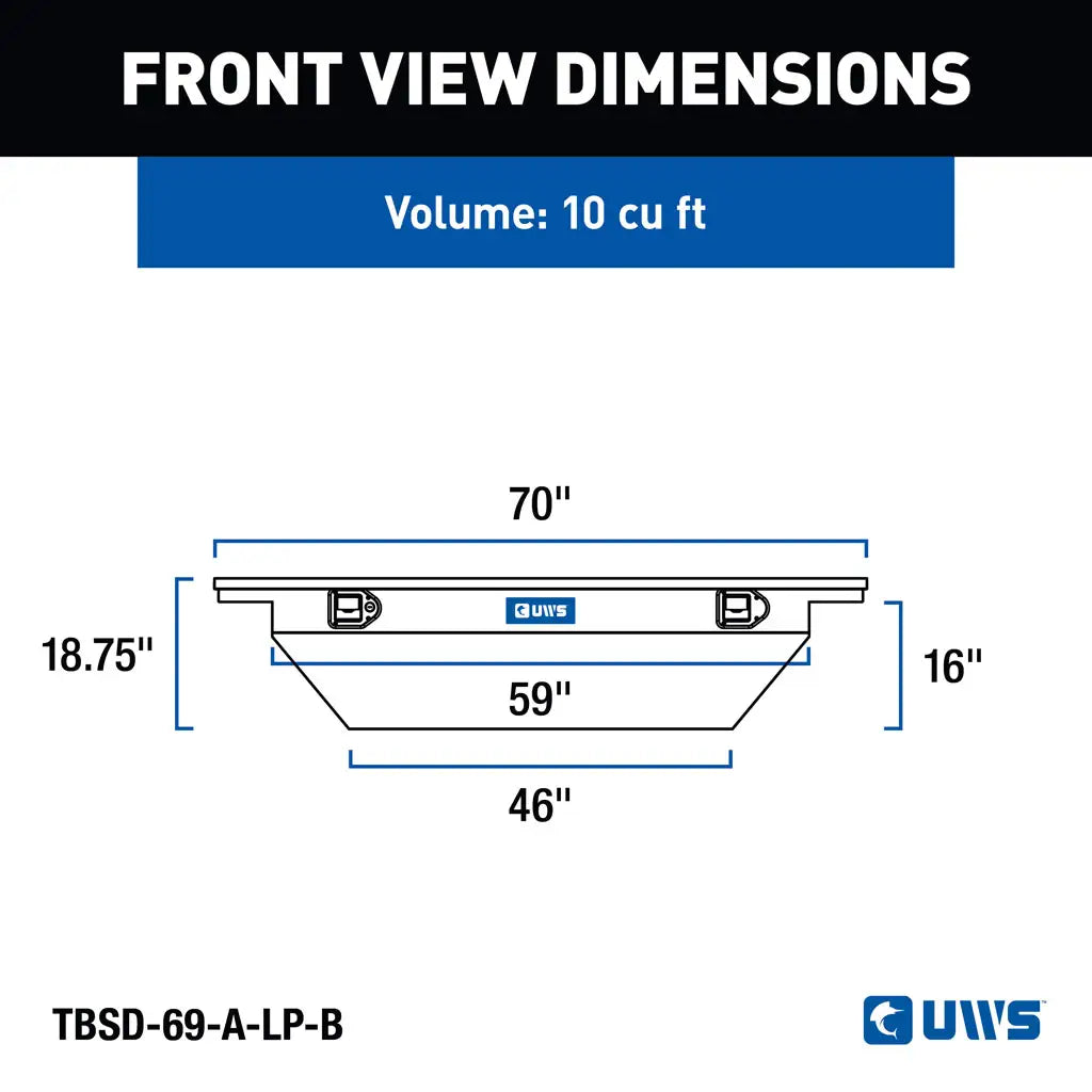 UWS United Welding Services Gloss Black 69-Inch Deep Angled Truck Tool Box - Low Profile