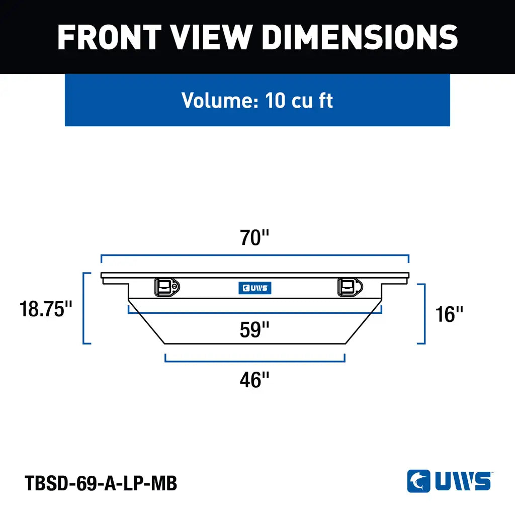 UWS/United Welding Services Crossover Deep 69-Inch Angled Low Profile Matte Black Toolbox TBSD-69-A-LP-MB