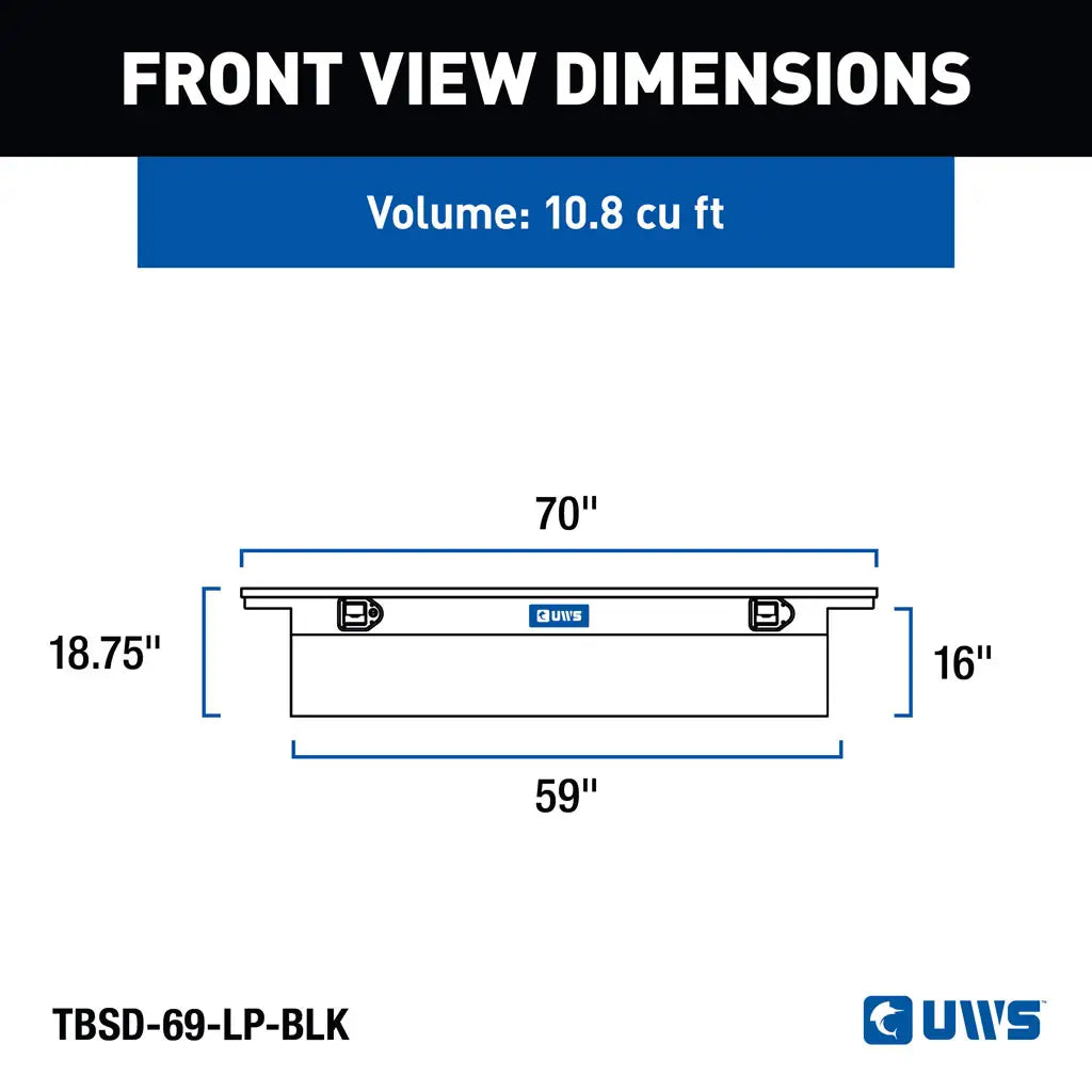 UWS United Welding Services Low Profile 69 Inch Deep Single Lid Toolbox in Black - TBSD-69-LP-BLK