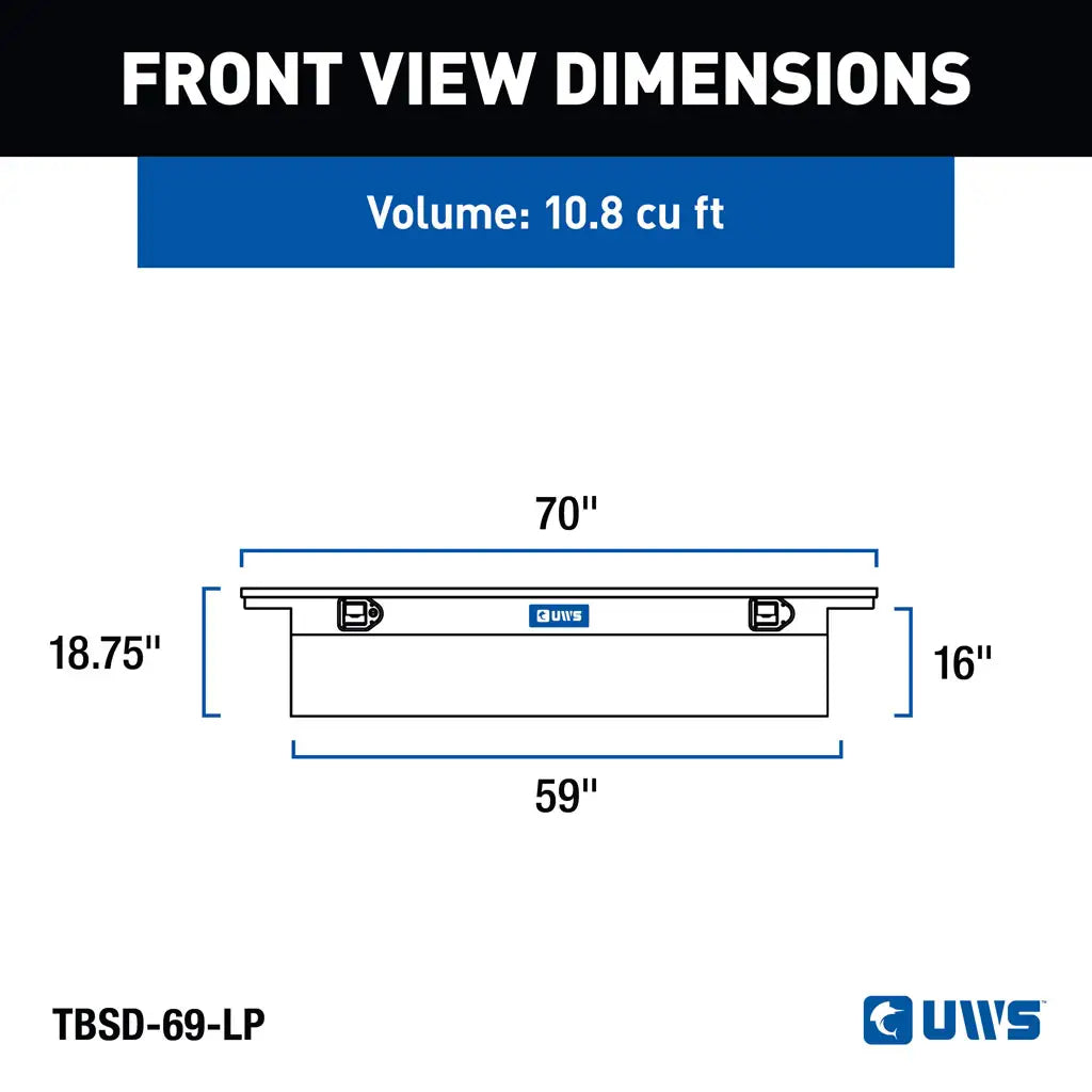 UWS United Welding Services Low Profile 69-Inch Deep Single Lid Toolbox in Bright Aluminum (Part Number TBSD-69-LP)