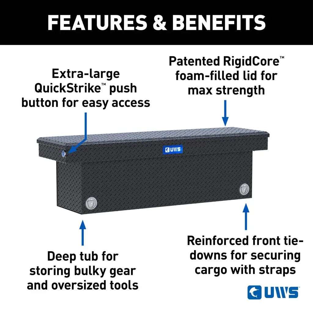 UWS United Welding Services 69-Inch Deep Push Button Crossover Truck Toolbox - Matte Black, Part TBSD-69-PB-MB