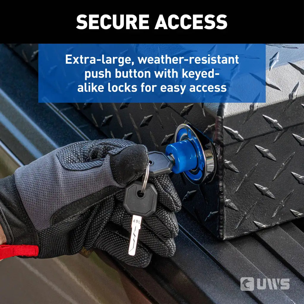 UWS United Welding Services 69-Inch Deep Push Button Crossover Truck Toolbox - Matte Black, Part TBSD-69-PB-MB