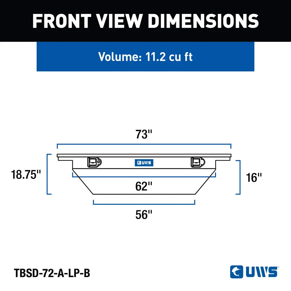 UWS/United Welding Services TBSD-72-A-LP-B Gloss Black Aluminum 72-Inch Deep Angled Crossover Truck Tool Box with Low Profile