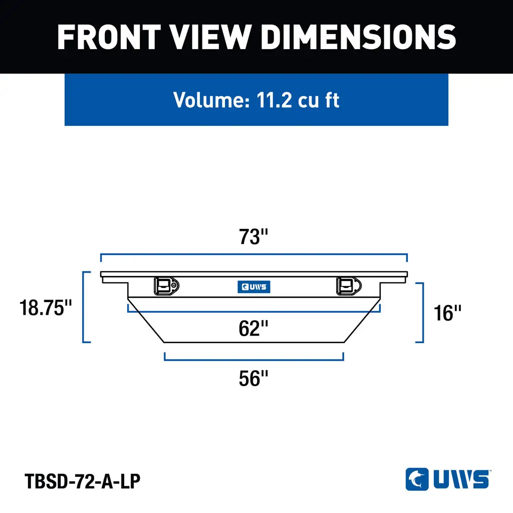 UWS/United Welding Services 72 Inch Aluminum Single Lid Crossover Toolbox Deep Low Profile Angled TBSD-72-A-LP
