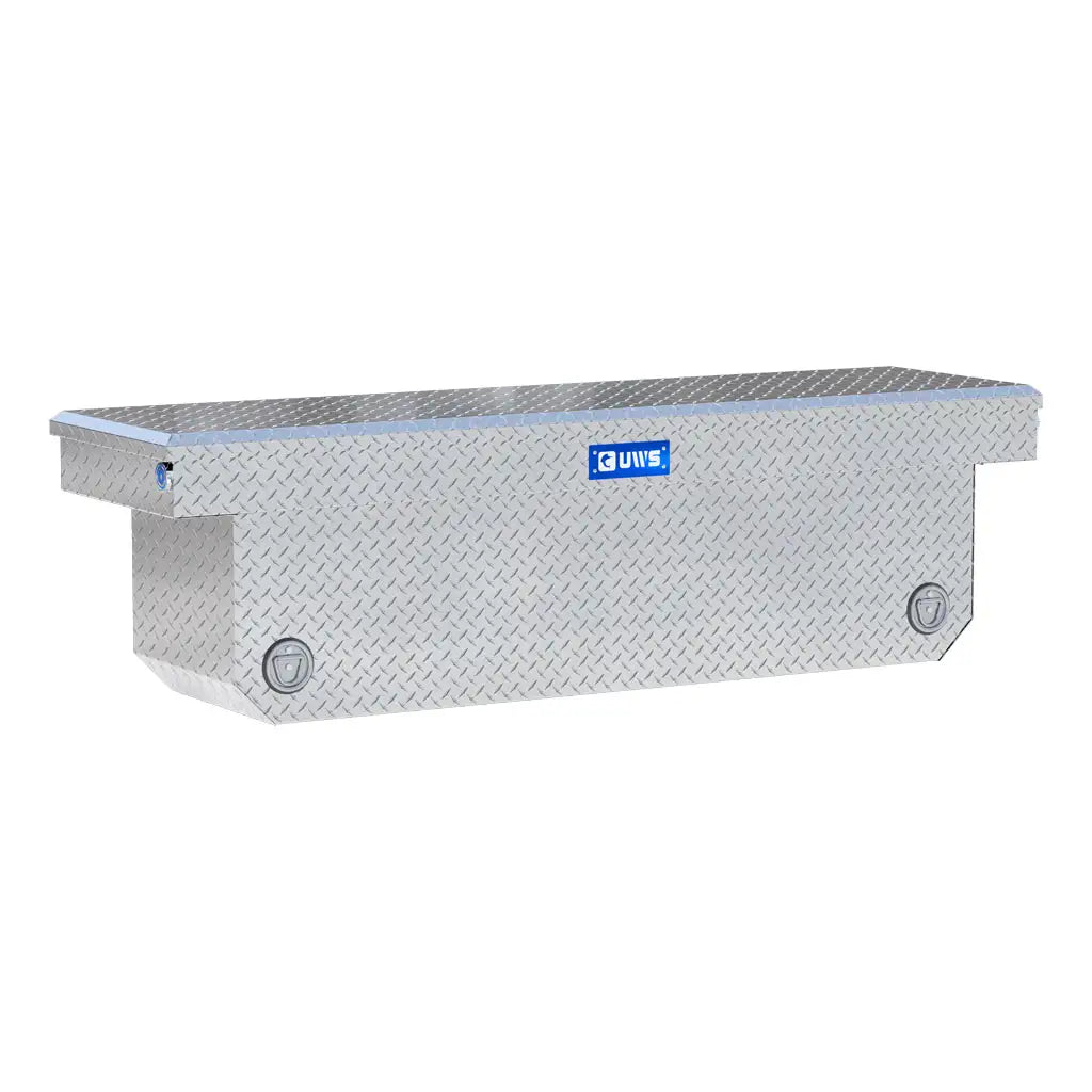 UWS United Welding Services 72-Inch Deep Angled Push Button Crossover Truck Toolbox in Bright Aluminum
