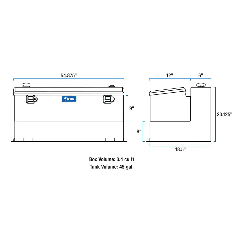 UWS United Welding Services 45 Gallon Combo Transfer Tank - Heavy Duty Mobile Storage Solution