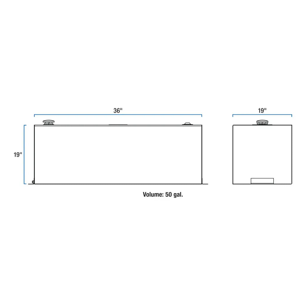 UWS United Welding Services 50-Gallon Rectangle Bright Aluminum Transfer Tank - Model TT-50-R-T-P