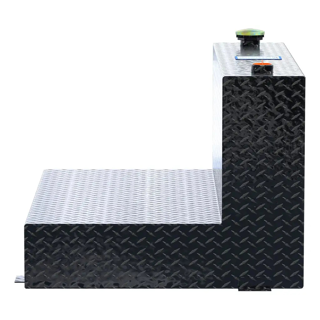 UWS United Welding Services Gloss Black 85 Gallon L-Shape Aluminum Transfer Tank - Part Number TT-85-L-T-P-BLK