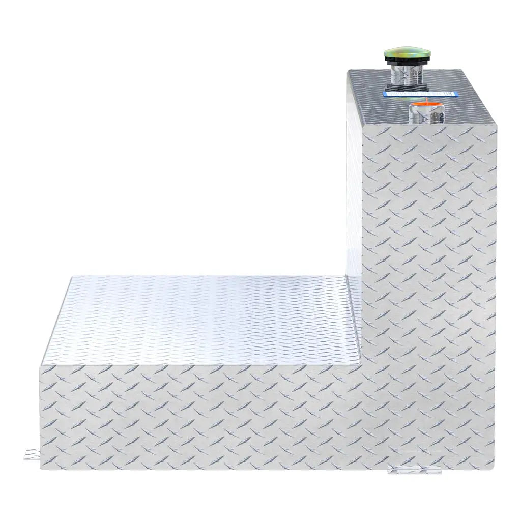 UWS/United Welding Services 85 Gallon L-Shape Bright Aluminum Transfer Tank, Part Number TT-85-L-T-P