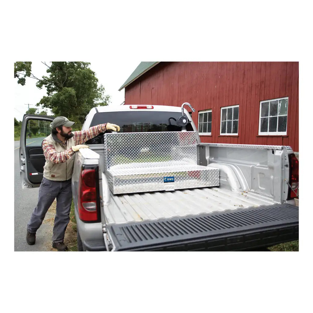 UWS/United Welding Services 85 Gallon L-Shape Bright Aluminum Transfer Tank, Part Number TT-85-L-T-P